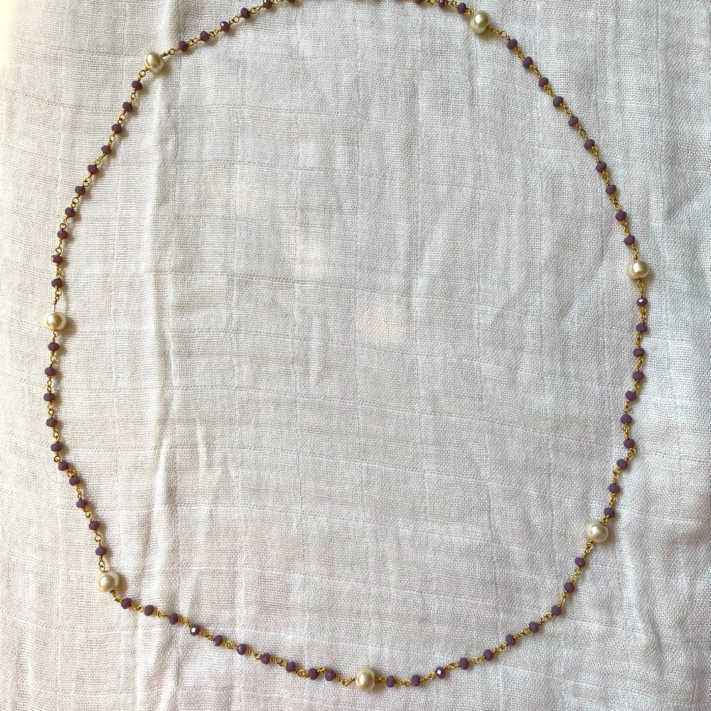 Swarovski lavender and pearl necklace